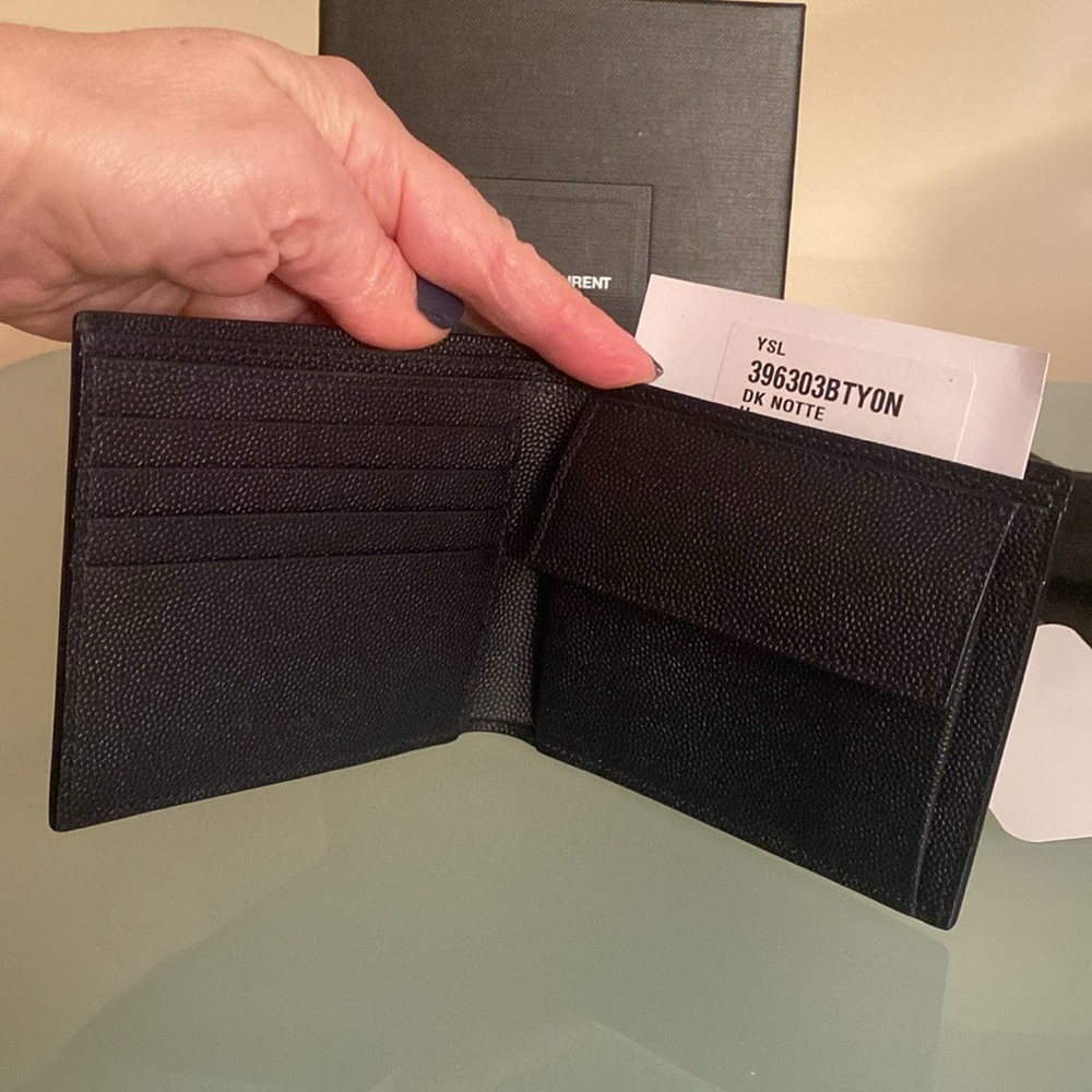 NIB Auth YVES SAINT LAURENT YSL leather WALLET w/ dust bag Made in ITALY - Picture 12 of 16
